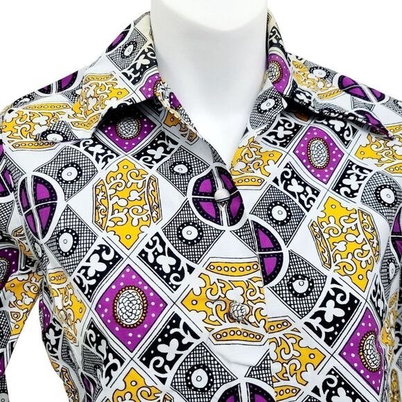 2/$20 Y2K White & Purple Buttons Down Shirt Top Size: M - Picture 4 of 10